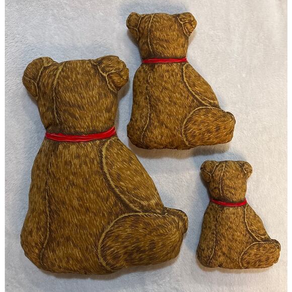 Vintage Ralston Cut and Sew Teddy Bears Set of 3 with Red Bows - Picture 3 of 6